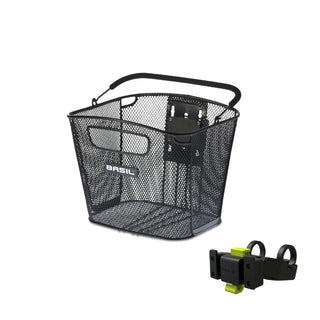 Basil Bold Front KF+KF Handlebar Holder Front Basket - Black
