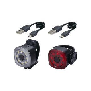 BBB Cycling BLS-227 Mini Light Combo Set Spirit Front & Rear Light W/Rail Bracket - Black