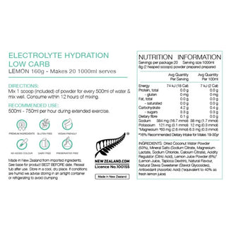 Pure Electrolyte Hydration Low Carb Tub 160G - Lemon