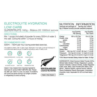 Pure Electrolyte Hydration Low Carb Tub 160G - Superfruits