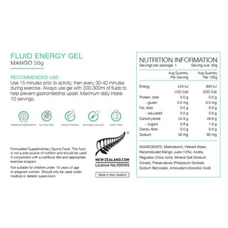 Pure Fluid Energy Gel Mango 50g Box of 18