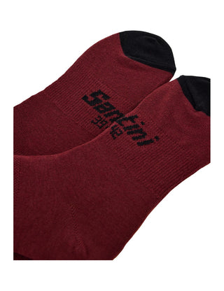 Santini Riga Wool Blend High Profile Socks - Maroon