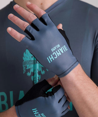 Santini Bianchi Classic Short Finger Gloves - Grey
