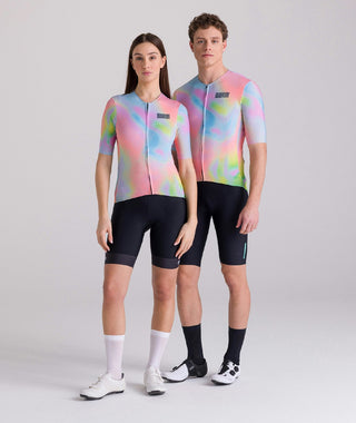 Santini Bianchi Pop Slim Fit Short Sleeve Jersey - Rainbow