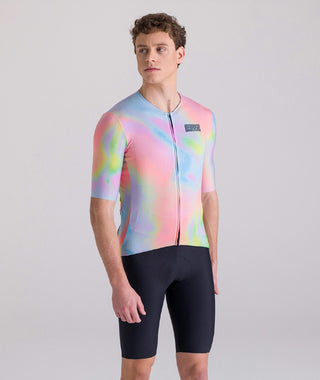 Santini Bianchi Pop Slim Fit Short Sleeve Jersey - Rainbow