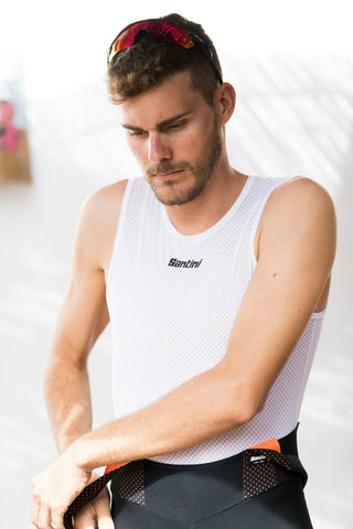 Santini Lieve Men's Sleeveless Baselayer - White