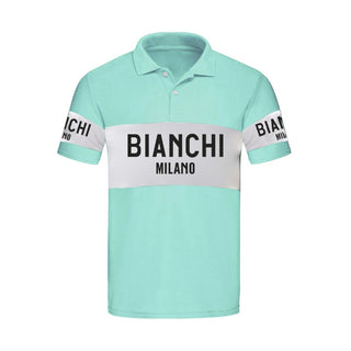 Santini Bianchi Milano Retro Polo Short Sleeve T-Shirt - Celeste
