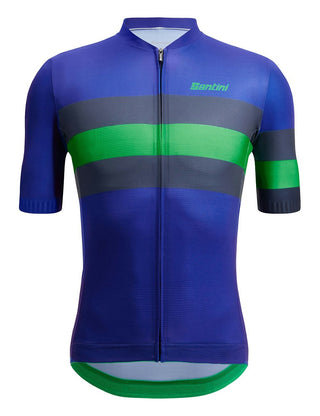 Santini Eco Sleek Bengal 3S Men's Short Sleeve Summer Jersey - Nautica Blue