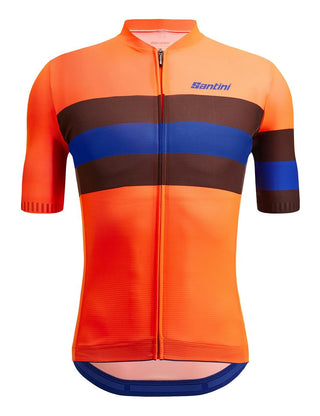 Santini Eco Sleek Bengal 3S Men's Short Sleeve Summer Jersey - Fluro Orange
