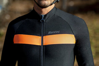 Santini Adapt Wool Men's Long Sleeve Jersey - Black/Orange