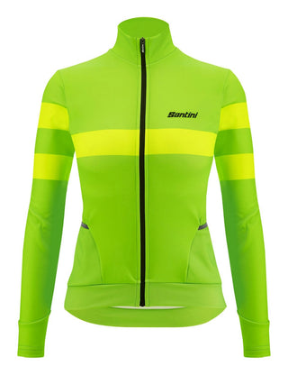 Santini Coral Bengal Women's Long Sleeve Jersey - Fluro Green