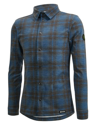 Santini Dylan Gravel Wool Blend Shirt - Blue