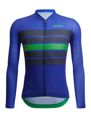 Santini Eco Sleek Bengal Men's Long Sleeve Summer Jersey - Nautica Blue