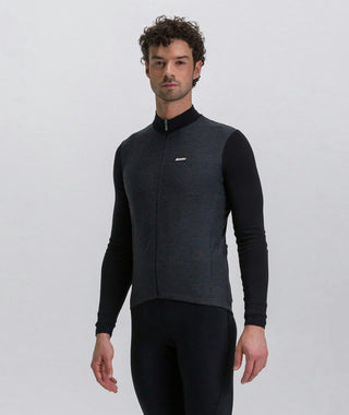 Santini Pure 4W Men's Thermal Long Sleeve Jersey - Black
