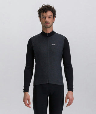 Santini Pure 4W Men's Thermal Long Sleeve Jersey - Black