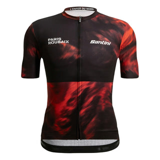 Santini Paris Roubaix Enfer Du Nord Men's Short Sleeve Jersey - Red/Black