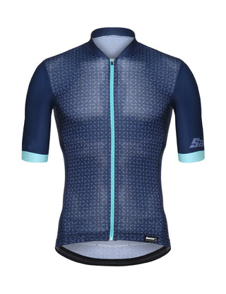 Santini Sleek99 FZ Men's Short Sleeve Jersey - Nautica Blue