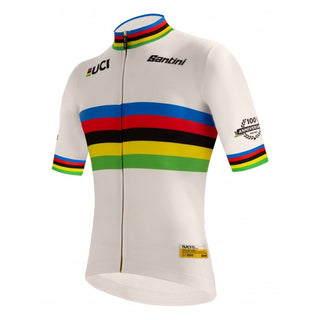 Santini UCI Road 100 Gold Lim Edition Short Sleeve Jersey - World Champ White
