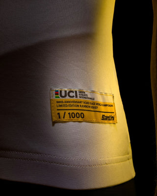 Santini UCI Road 100 Gold Lim Edition Short Sleeve Jersey - World Champ White