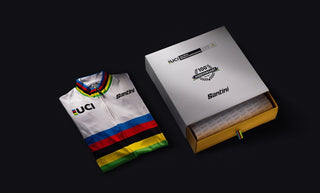 Santini UCI Road 100 Gold Lim Edition Short Sleeve Jersey - World Champ White