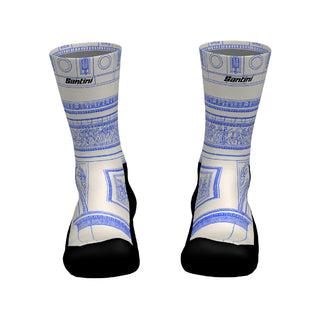 Santini TDF Arc De Triomphe Stage Socks - White/Blue