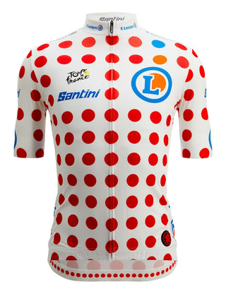 Santini Tour De France Climber Men's Short Sleeve Leaders Jersey - White/Red