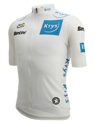 Santini Tour De France Young Rider Men's Short Sleeve Leaders Jersey - White