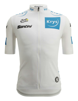 Santini Tour De France Young Rider Men's Short Sleeve Leaders Jersey - White