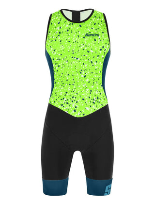Santini Pietra Sleek Men's Sleeveless Trisuit - Fluro Green