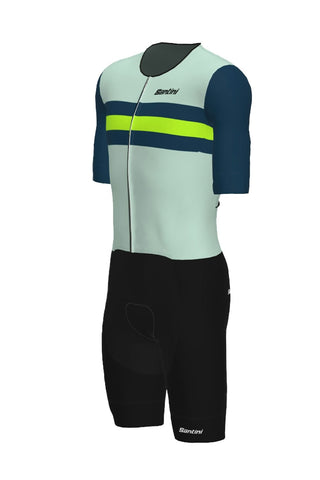 Santini Leaf Short Sleeve Men's Trisuit - Fluro/Green