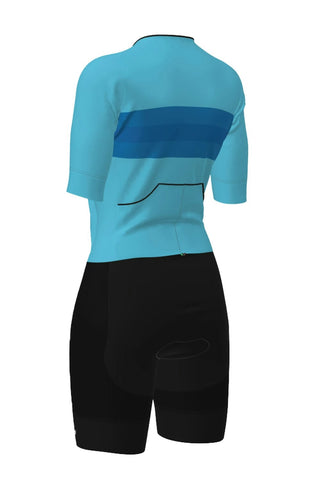 Santini Leaf Short Sleeve Women's Trisuit - Light Blue