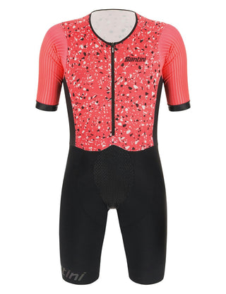 Santini Viper Pietra Men's Short Sleeve Trisuit - Granatina Pink