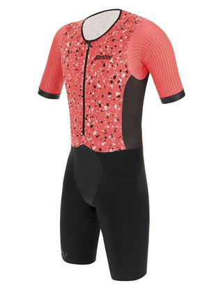 Santini Viper Pietra Men's Short Sleeve Trisuit - Granatina Pink
