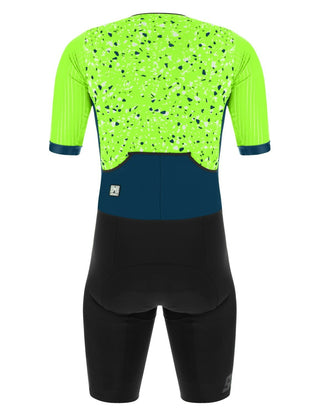 Santini Viper Pietra Men's Short Sleeve Trisuit - Fluro Green