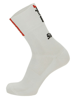 Santini Trek Segafredo Medium Profile Socks - White/Red
