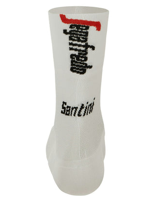 Santini Trek Segafredo Medium Profile Socks - White/Red